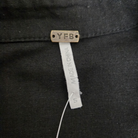 YF&B Maxi Black Dress Small Crochet Details Linen Caftan NWT Emo Whimsical Fairy - Picture 14 of 16